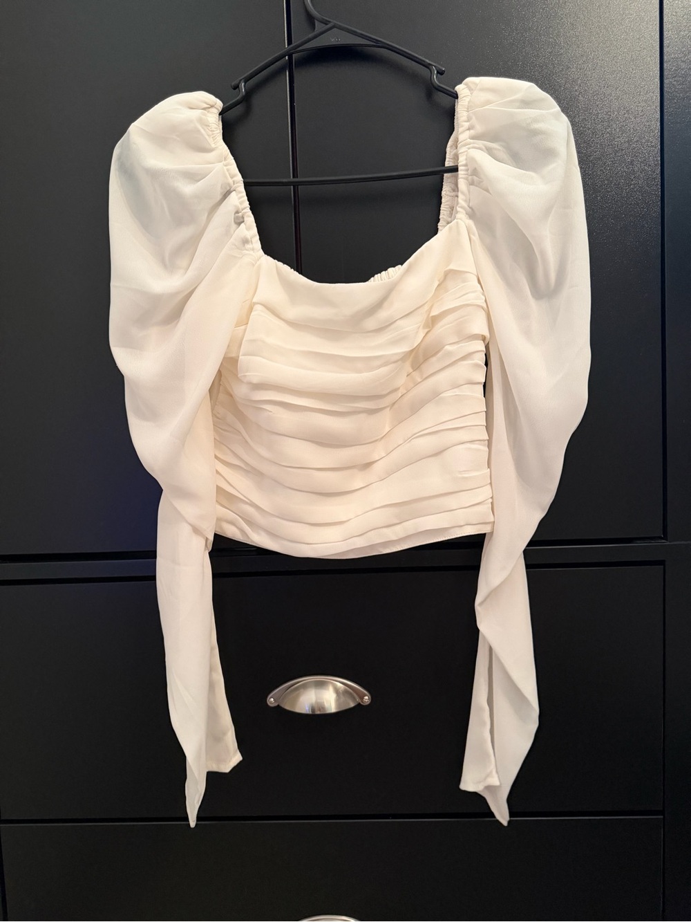 Abercrombie & Fitch Ivory Puff-Sleeve Top
